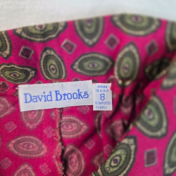 80s David Brooks Pleated Pants Abstract Size 8 Crimson USA Vintage Deadstock - Picture 2 of 7